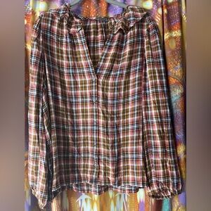 Point Sur Plaid Button-Up Blouse